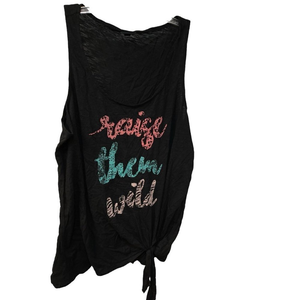 Torrid Raise Them Wild Black Tie-Front Tank Top Shirt Women’s Size Large 12